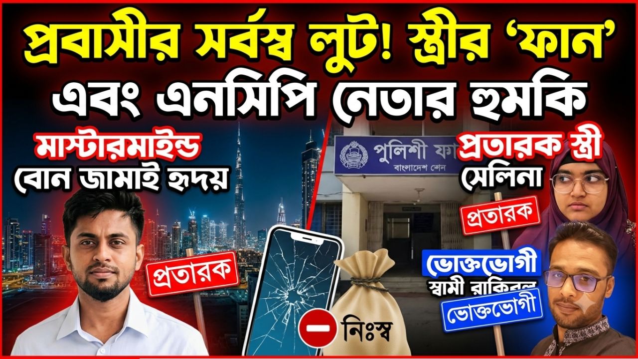 প্রবাসীর সর্বস্ব লুট: কোটচাঁদপুরে স্ত্রীর প্রতারণা ও কথিত এনসিপি নেতার প্রাণনাশের হুমকির চাঞ্চল্যকর অভিযোগ