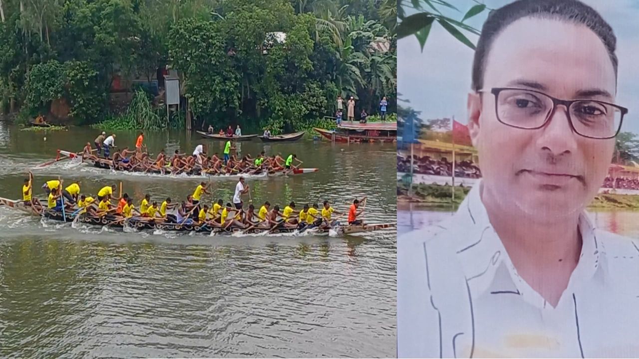 গুমানি নদীর শাখা নদীতে জমজমাট নৌকা বাইচ, দর্শনার্থীদের ঢল